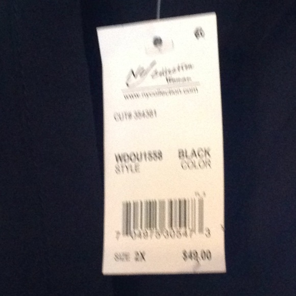 NY Collection Black Assymetrical Draped Blouse - Picture 3 of 14